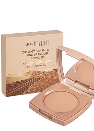 Пудра для обличчя водостійка компактна neverti creamy dimension (np202), 006 medium beige темно-бежева