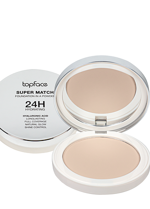 Пудра для обличчя topface super match foundation компактна зволожуюча 10 г (pt269), 03 natural beige/натурально-бежевий daily skin