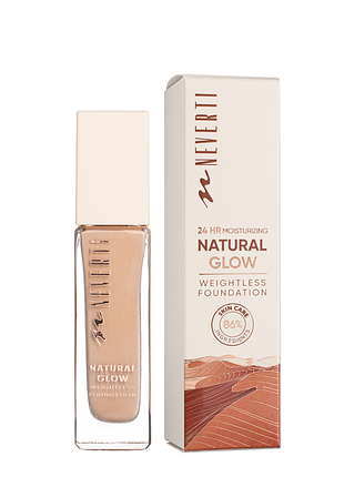 Тональна основа для обличчя neverti natural glow зволожувальна 32 мл (np301), 005 creamy beige кремово-бежевая