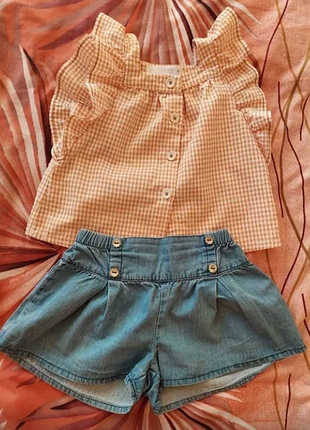 Летняя хлопеовая маечкая для девочки 1-1,5 года zara