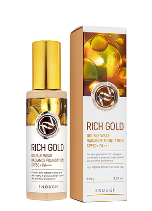 Тональний крем enough rich gold double wear radiance 100 мл, № 21 бежевий