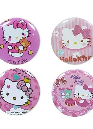 Двустороннее карманное косметическое зеркало с принтом hello kitty, 75 мм