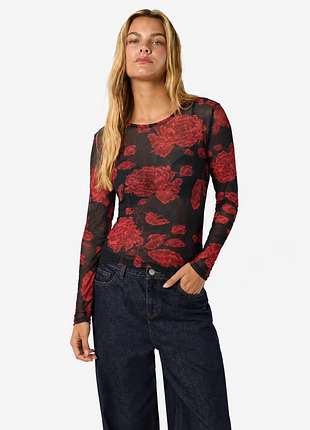 Стильный лонгслив в сеточку chicoree, р. 40 s/ m, топ в сетку, прозрачный, кофта, полупрозрачный