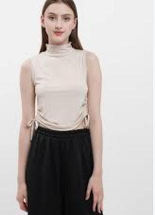 Гольф-безрукавка crop h&m шнурівка на боках бежевий