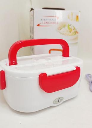 Ланч бокс електричний з підігрівом lunch heater 220v pro, контейнер для їжі з відсіками red