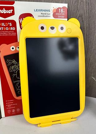 Детский планшет доска для рисования lcd медведь, планшетка для художества мишка детская 12 дюймов желтый 2