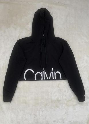 Стильне чорне кроп-худі calvin klein jeans оригінал