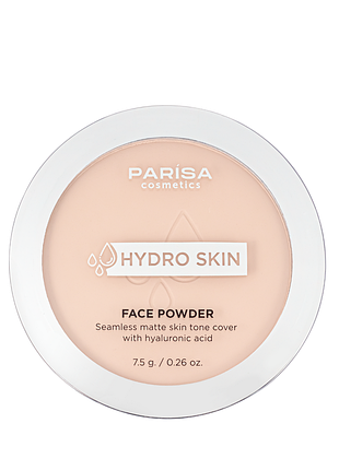 Пудра для лица матирующая parisa cosmetics hydro skin face powder with hyaluronic acid (php-04), 02 light ivory светло-бежевая
