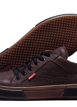 Чоловічі шкіряні кеди levis chocolate classic