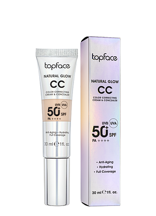 Тональный сс крем topface natural glow cc cream & concealer spf50 pt472 30 мл 001 cool beige/холодный бежевый