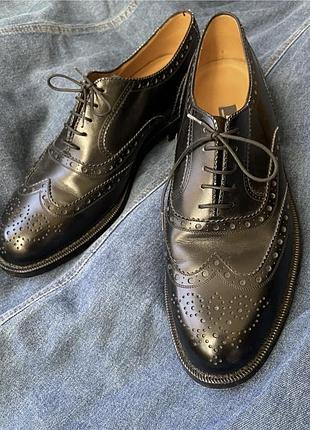 Шкіряні чорні туфлі оксфорди bally 45