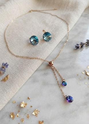 Ювелірний набір "xuping jewelry" медичне золото зі стразами swarovski