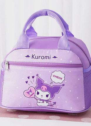 Термосумка для ланчу kuromi sanrio з водонепроникної тканини oxford для дітей та дорослих куромі з сердечком