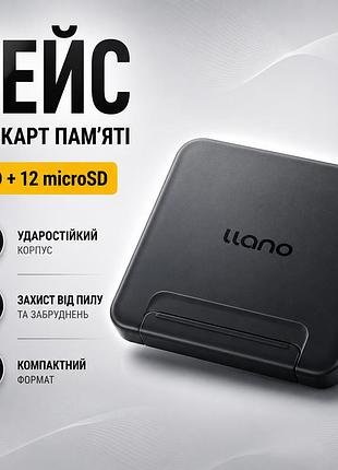 Ударостойкий кейс для карт памяти llano — для sd / microsd / tf, размер 89×82×11 мм, черный