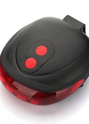 Фонарь на велосипед задний 5 led 2 лазера 7 режимов работы для led свечения 260° на батарейках красный