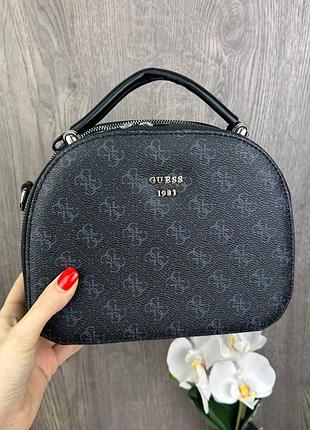 Каркасная женская сумка стиль guess черная, сумочка на плечо гесс