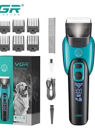 Машинка для стрижки животных vgr v-208, 6 насадок, led-дисплей, usb