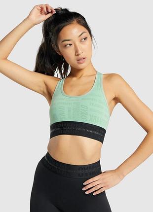 Спортивный топ gymshark (мятный / светло-зеленый с принтом, размер xs)