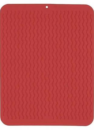 Коврик силиконовый нескользящий для сушки посуды 30*40см red