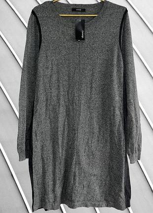Жіноча сіра трикотажна сукня-трапеція george uk 18 xxl 2xl 46 52 54 джордж нова сукня меланж з довгим рукавом сіре плаття 54