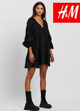 Гарна чорна ярусна сукня,трапеція, h&m