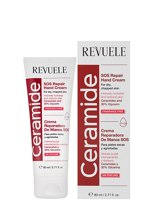 Крем для рук оснащающий revuele ceramide sos repair hand cream с керамидами, 80 мл