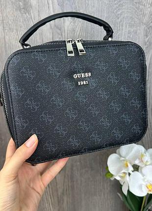 Модная женская мини сумочка клатч стиль guess черная сумка на плечо