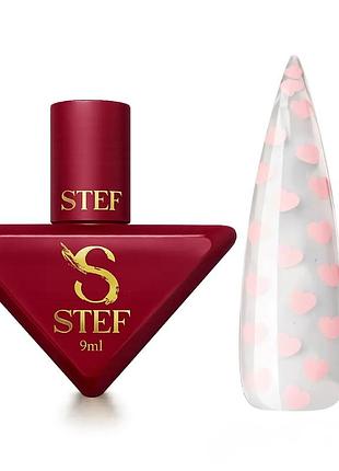 Топ для гель-лака с глиттером "розовое сердце" steffani top heart pink без липкого слоя 9 мл