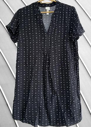 Женское черное вискозное платье оверсайз h&amp;m s m 36 42 44 46 емкое свободное платье с коротким рукавом из вискозы черное платье 46