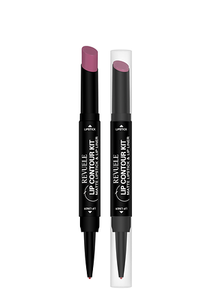 Помада матовая с карандашом для губ 2 в 1 revuelle lip contour kit тон 03 сливовая 1,8 + 0,2 г daily skin care