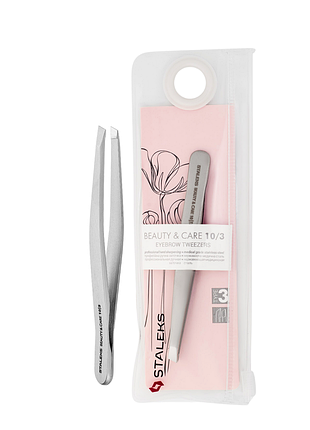 Пінцет для брів косметичний staleks beauty & care скошений 96 мм tbc-10/3