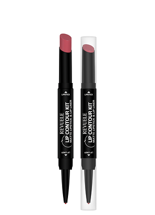 Помада матова з олівцем для губ 2 у 1 revuelle lip contour kit тон 05 кораловий, 1,8 + 0,2 г daily skin care