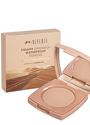 Пудра для обличчя водостійка компактна neverti creamy dimension (np202), 005 warm beige тепла бежева