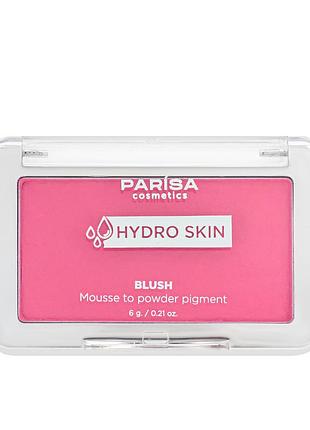 Рум'яна-мус parisa cosmetics hydro skin blush mousse to powder pigment компактні (phb-04) , 04 red grape рожевий