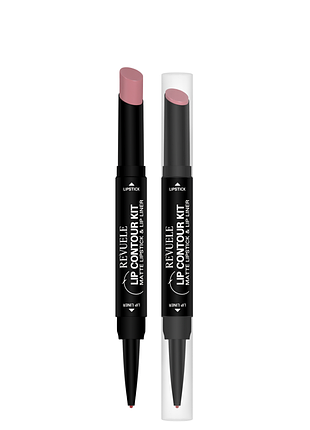 Помада матовая с карандашом для губ 2 в 1 revuelle lip contour kit тон 04 розовый 1.8+0.2 г
