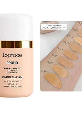Тональная основа topface prohd hydra glow easy drop жидкая, 30 мл (pt477), 03 linen светлая бежевая