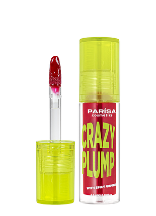 Блиск-плампер для об'єму губ parisa cosmetics crazy plump, 5,5 мл, 106 iconic red червоний daily skin care