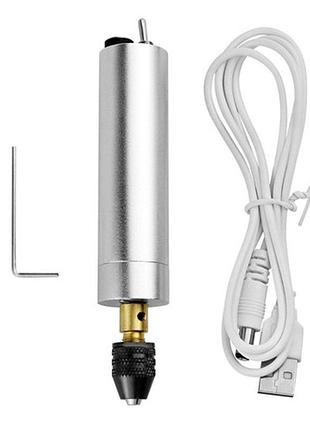 Міні-дриль електрична usb 5.5в з цанговим патроном 0.3-4 мм для гравіювання, ювелірних робіт та творчості