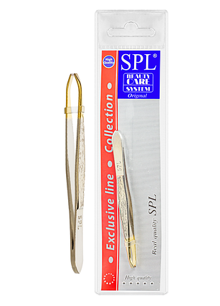 Пінцет для брів прямий золотистий spl 9059