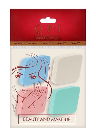 Спонж 4 в 1 для макияжа прорезиненный ромб 4 цвета qpi professional qs-252 daily skin care