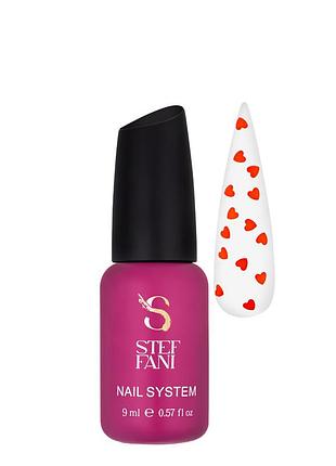 Топ для гель-лака с глиттером "красное сердце" steffani top heart red без липкого слоя 9 мл