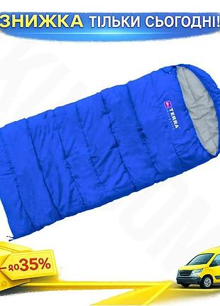 Ku спальный мешок одеяло universal fit terra incognita asleep jr 200 синий с капюшоном для детей утепл uni2l_k