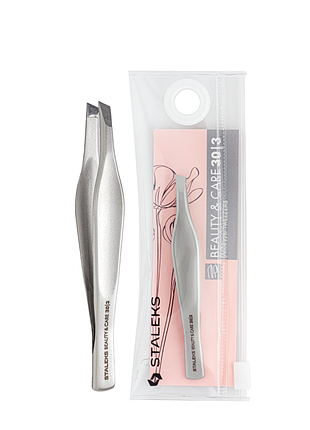 Пінцет для брів косметичний staleks beauty & care скошений tbc-30/3
