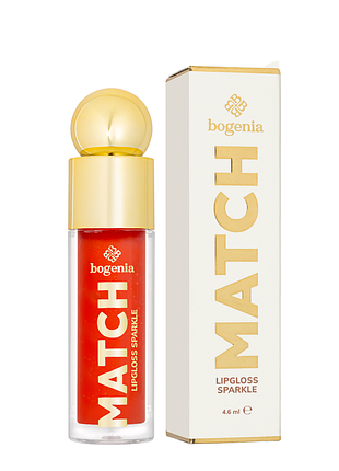 Блиск для губ bogenia match lipgloss sparkle глянцевий стійкий (bg712), 02 кораловий