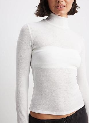 Білий лонгслів водолазка тонкий якісний s/m m/l na-kd