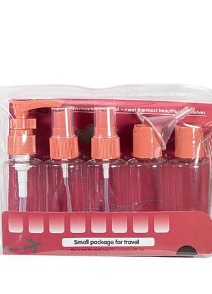 Дорожній набір ємностей для косметики wh travel bottles set. 5 шт, бордовий