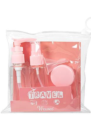 Дорожній набір ємностей для косметики wh travel bottles set 4 шт. , рожевий