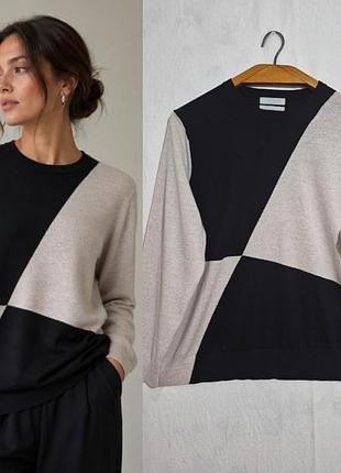 Вязаный свитер из мериношерсти в стиле колор блок m&s collection extra fine merino wool