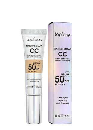 Тональний сс-крем topface natural glow cc cream & concealer spf50 pt472 30 мл 008 dark sand/темний пісочний daily skin care
