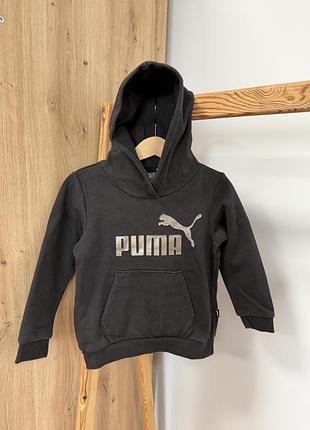 Дитяче чорне худі з капішоном puma 104 3 4 роки кофта для хлопчика для дівчинки